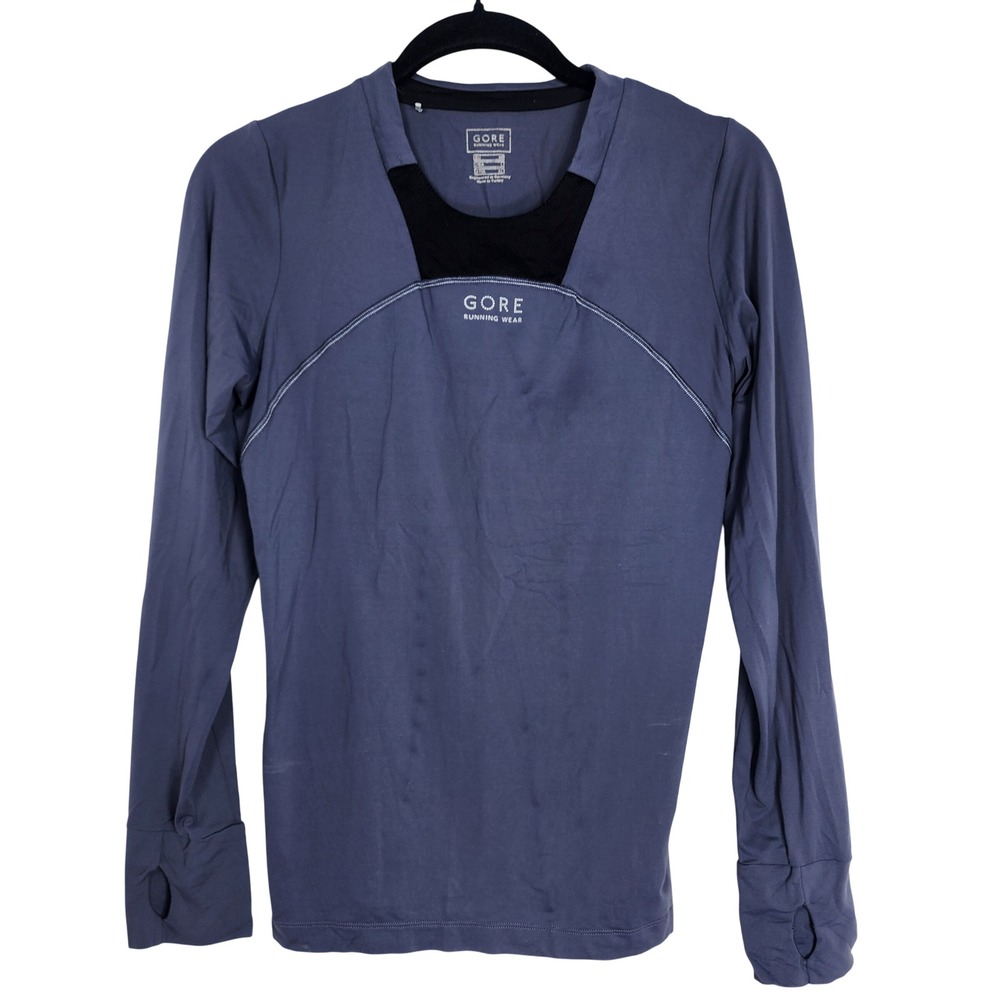 Gore Running Wear Long Sleeve Running Shirt Blue Athletic Activewear Women Large